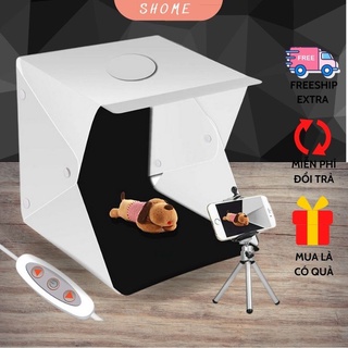 Hộp chụp hình sản phẩm kích thước lớn 30cm kèm đèn led trắng-Hộp Chụp ảnh sản Phẩm 2 phông nền trắng và đen-SHome