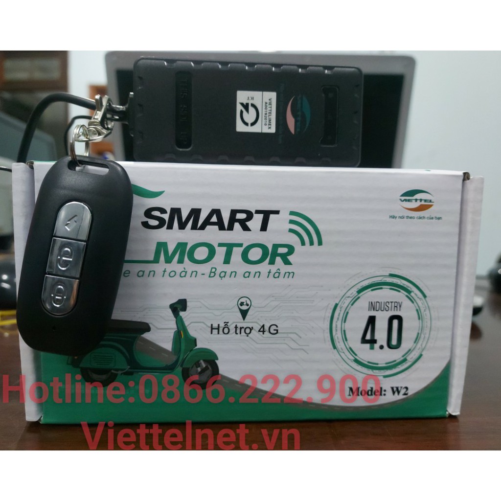 Định vị Xe máy Viettel W2 (KHÔNG SIM) - SMART MOTOR W2 CÓ REMOTE 2021- thiết bị định vị chống trộm giá rẻ