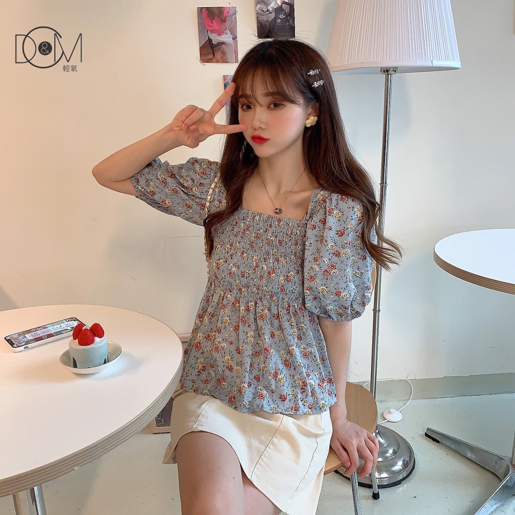 Áo Kiểu Tay Ngắn Trễ Vai Họa Tiết Hoa Xinh Xắn Cho Nữ | BigBuy360 - bigbuy360.vn