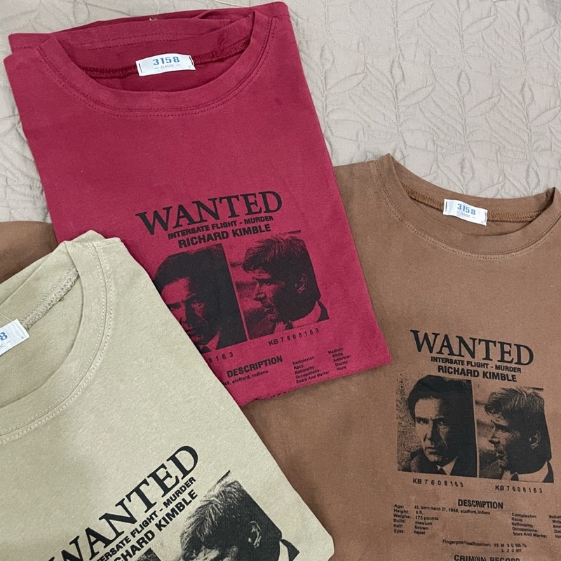 Áo thun 3158, áo phông tay lỡ form rộng unisex nam nữ chất mặt tuyết in hình chữ wanted