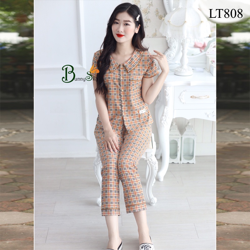 [Bunnysky] Đồ bộ mặc nhà, quần áo ngủ, thời trang nữ chất liệu lụa mềm mịn