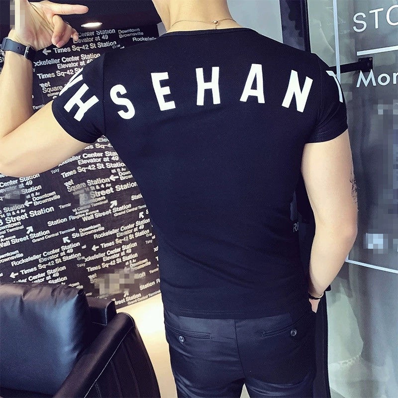 Áo Thun Tay Ngắn Màu Trơn Dáng Ôm Phong Cách Hàn Quốc Thời Trang Cho Nam