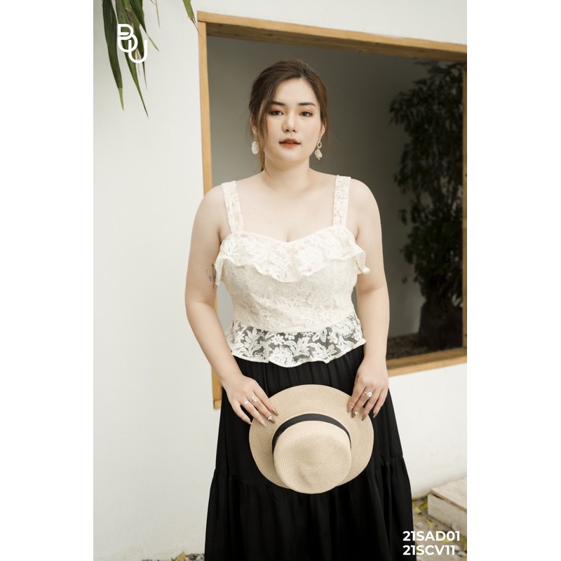 Áo hai dây ren peplum BIG SIZE 55kg đến 95kg - 21SAD01 - [BUstu Bigsize]