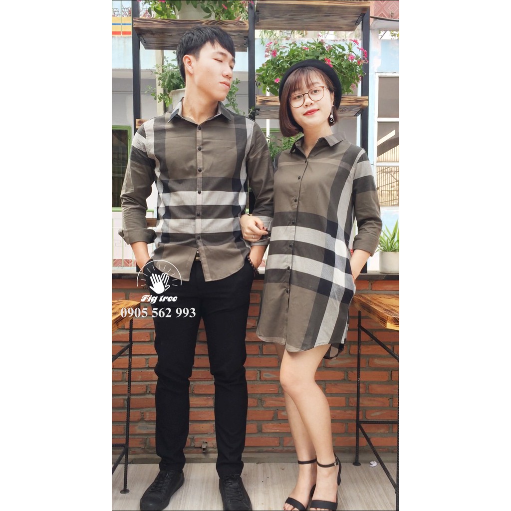 Áo sơ mi cặp bbr nam body nữ dáng DÀI (có size )