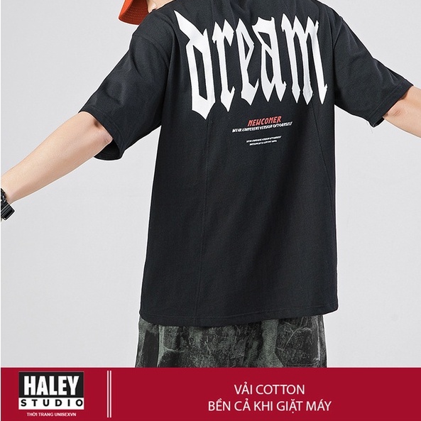 Áo thun Unisex Form rộng tay lỡ Haley street wear TN146 - TN417 - TN432 Basic cao cấp chất cotton 100% siêu thoáng mát