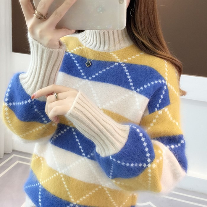 Áo len nữ phối 3 màu đẹp mắt
