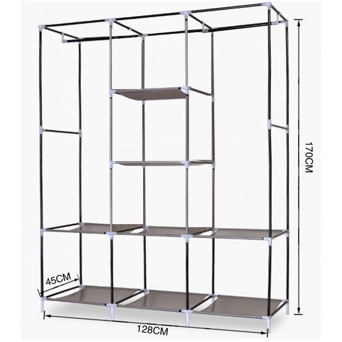 Tủ vải đựng quần áo cao cấp 3 buồng 8 ngăn to bền dododios