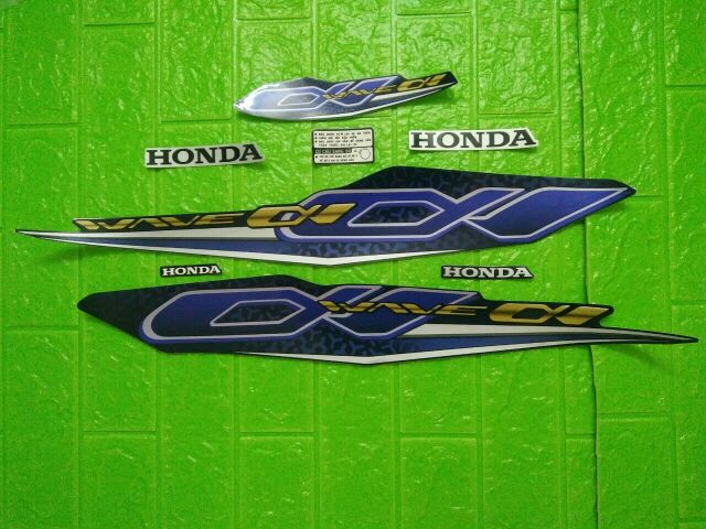 Bộ tem honda Wave A 2019 màu xanh dương đậm
