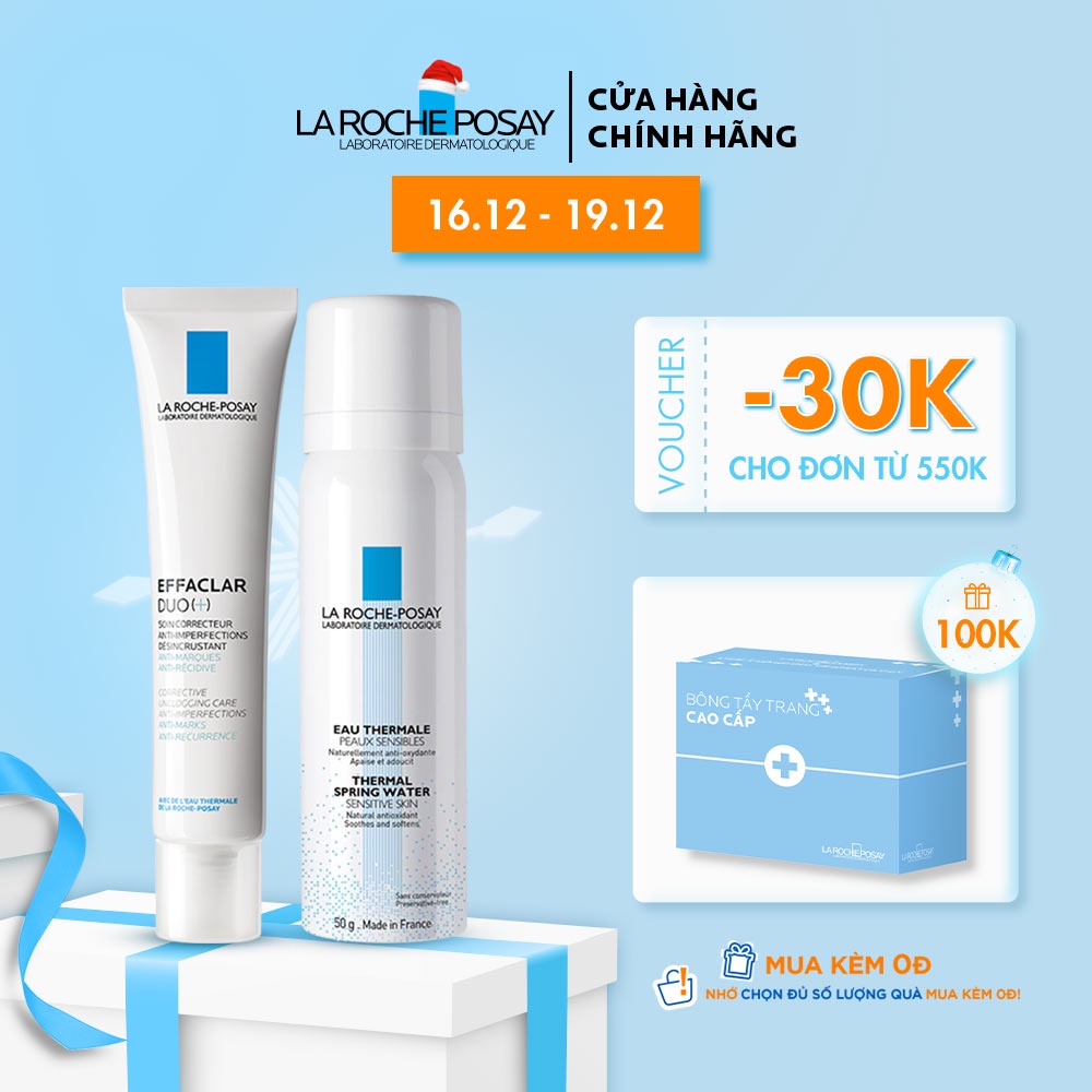 Bộ đôi kem dưỡng giảm mụn, ngừa thâm La Roche Posay Effaclar Duo+ 40ml và Xịt khoáng làm dịu da 50ml