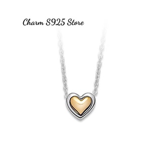 combo dây chuyền + 1 hạt charm pan tim vàng phối trắng bạc s925