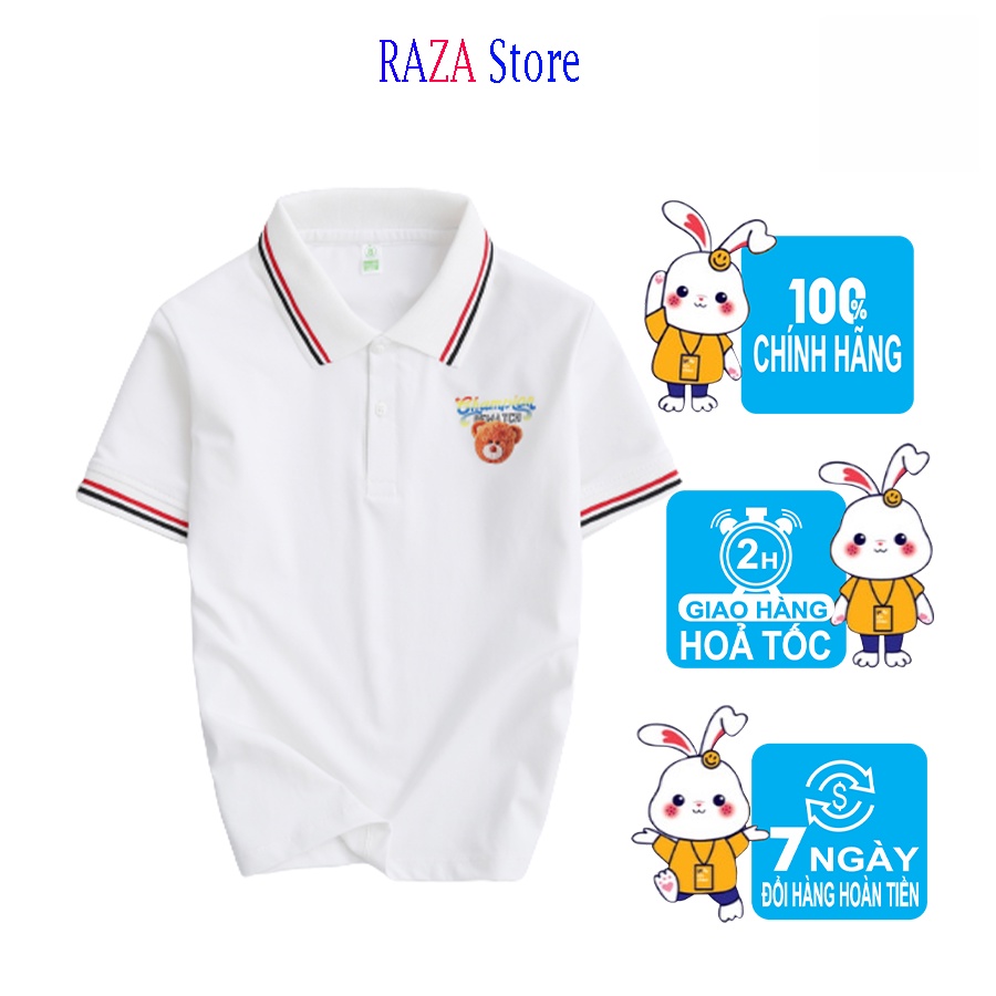 Áo polo bé trai RAZAK'S Store chất liệu cotton cao cấp sợi thoáng mát cho bé từ 18kg đến 45kg RZM13