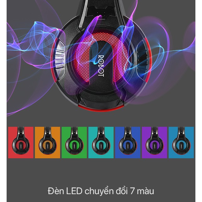 [Mã ELRVA30K giảm 7% đơn 99K] Tai Nghe Chụp Tai Gaming ROBOT RH-G20 - Hiệu ứng LED Kiểu Dáng Thể Thao - Âm Thanh Rõ Nét