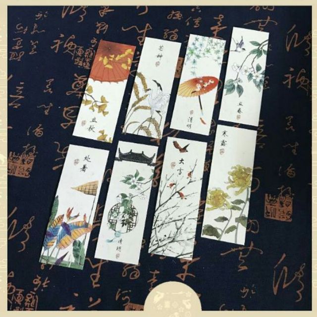 Bookmark 24 tiết khí thẻ kẹp đánh dấu sách cổ phong
