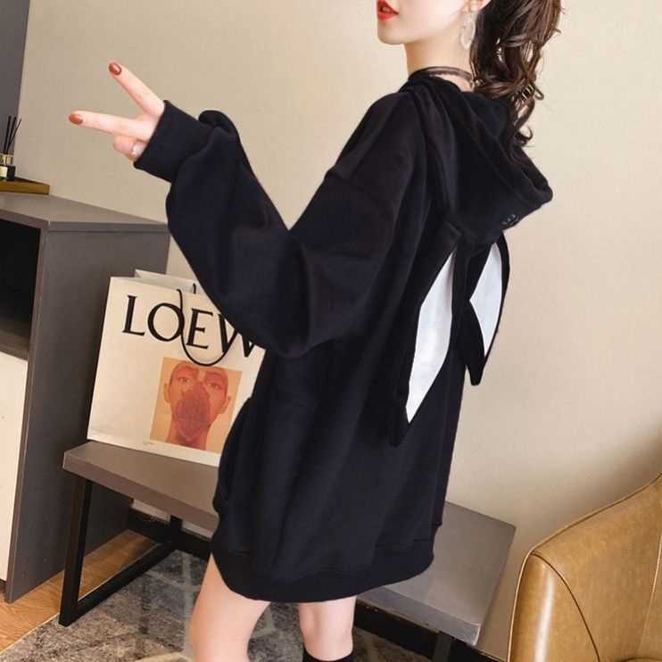 Aó nỉ có mũ tai thỏ đáng yêu chất dày dặn