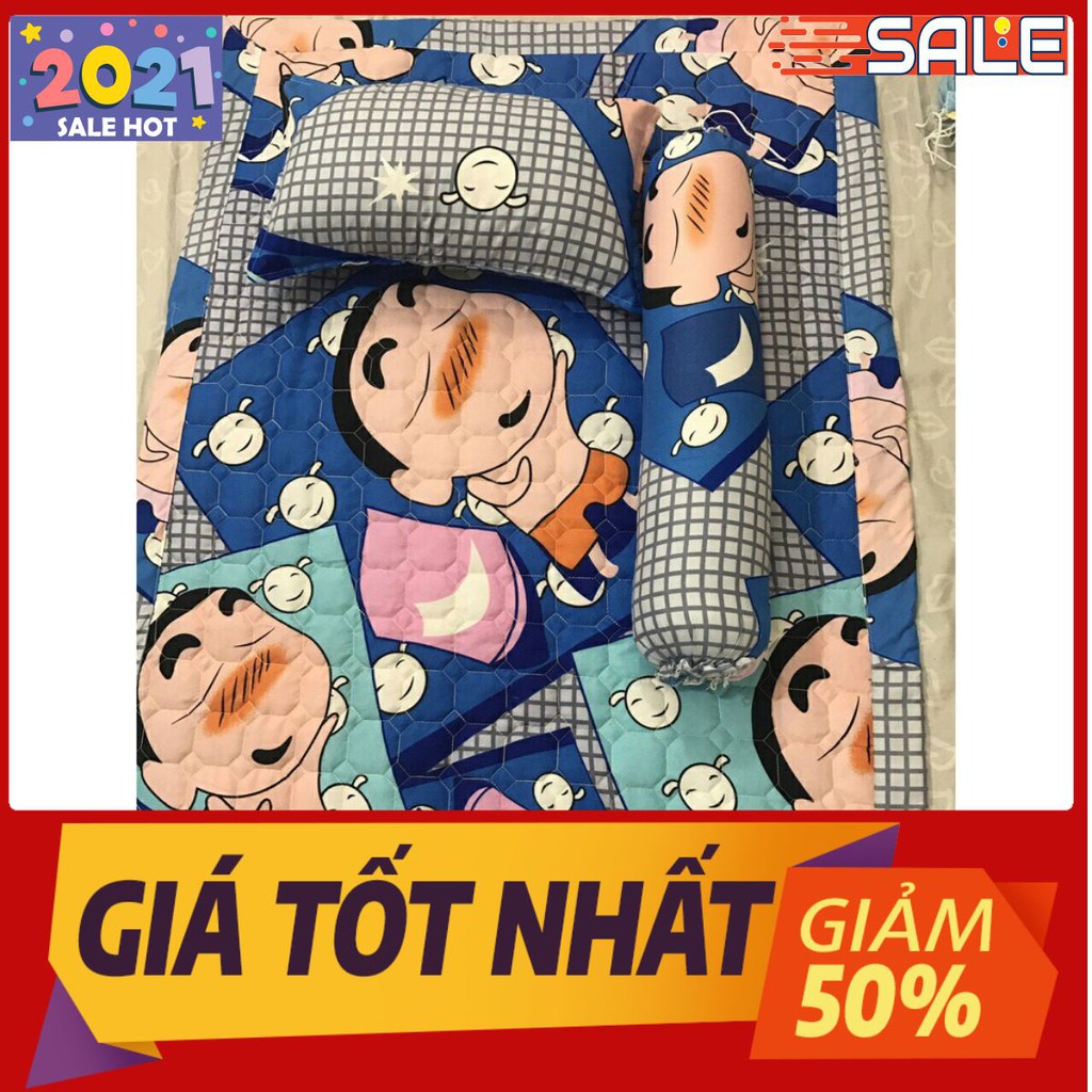 Free ship 99k Set chăn hè kèm gối cho bé yêu 5 món hình cushin