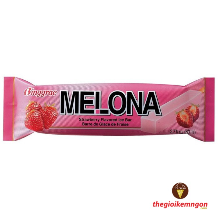 Kem dâu tây Melona Strawberry Ice Bar Binggrae 80ml