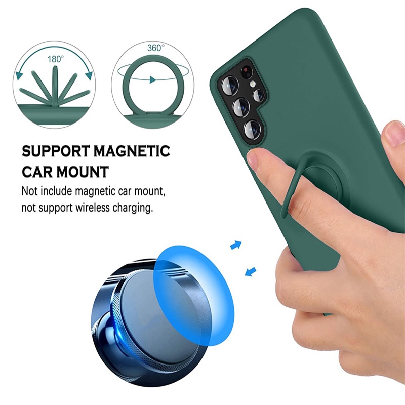 Ốp Điện Thoại Silicon Dẻo Kèm Giá Đỡ Nhẫn Từ Tính Cho Samsung S22 S21 Plus S20 FE Note 20 Ultra 10 Pro S8 S9 S10
