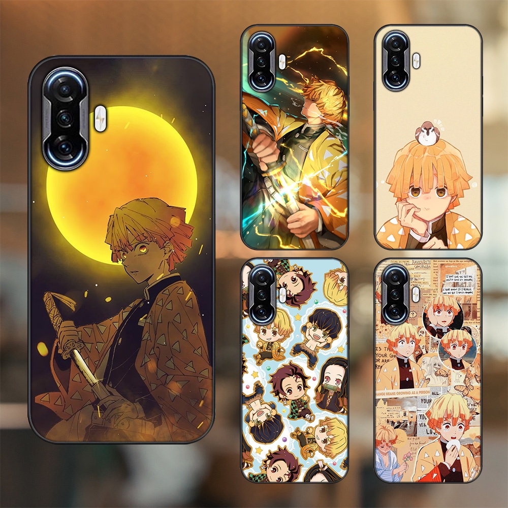 Ốp lưng Xiaomi K40 Gaming viền đen in hình Zenitsu Kimetsu no Yaiba