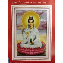 Tranh thêu Chữ thập Phật bà quan âm R206 (48x72cm)chưa thêu