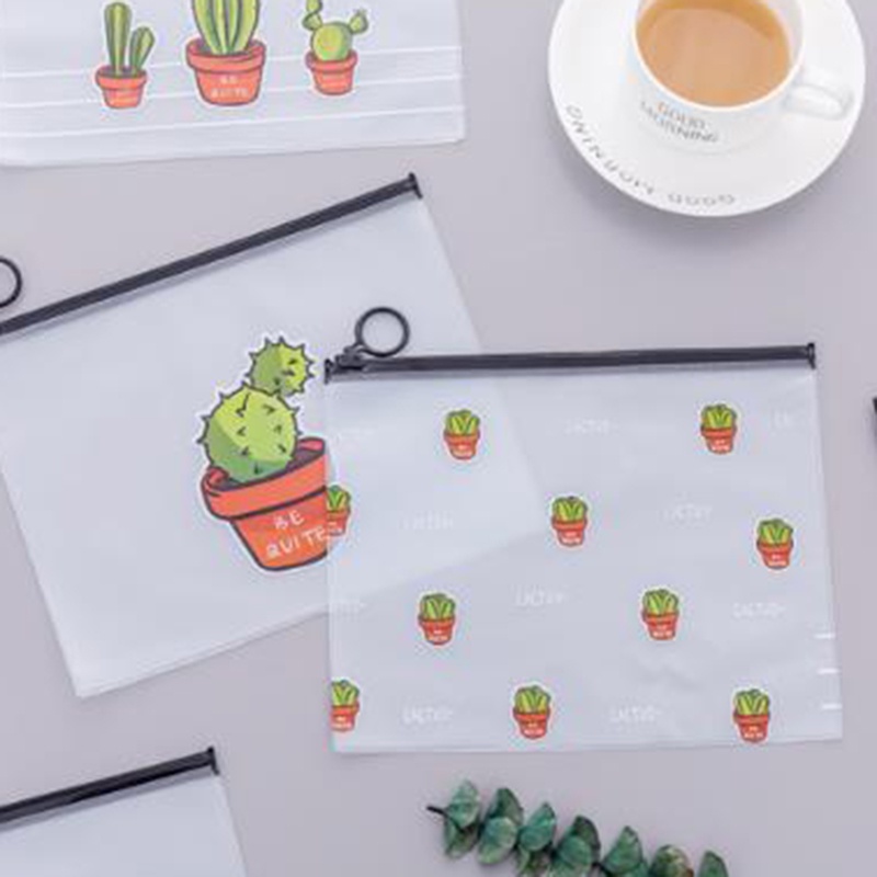 Túi đựng bút viết đa năng họa tiết hình cây xương rồng xinh xắn