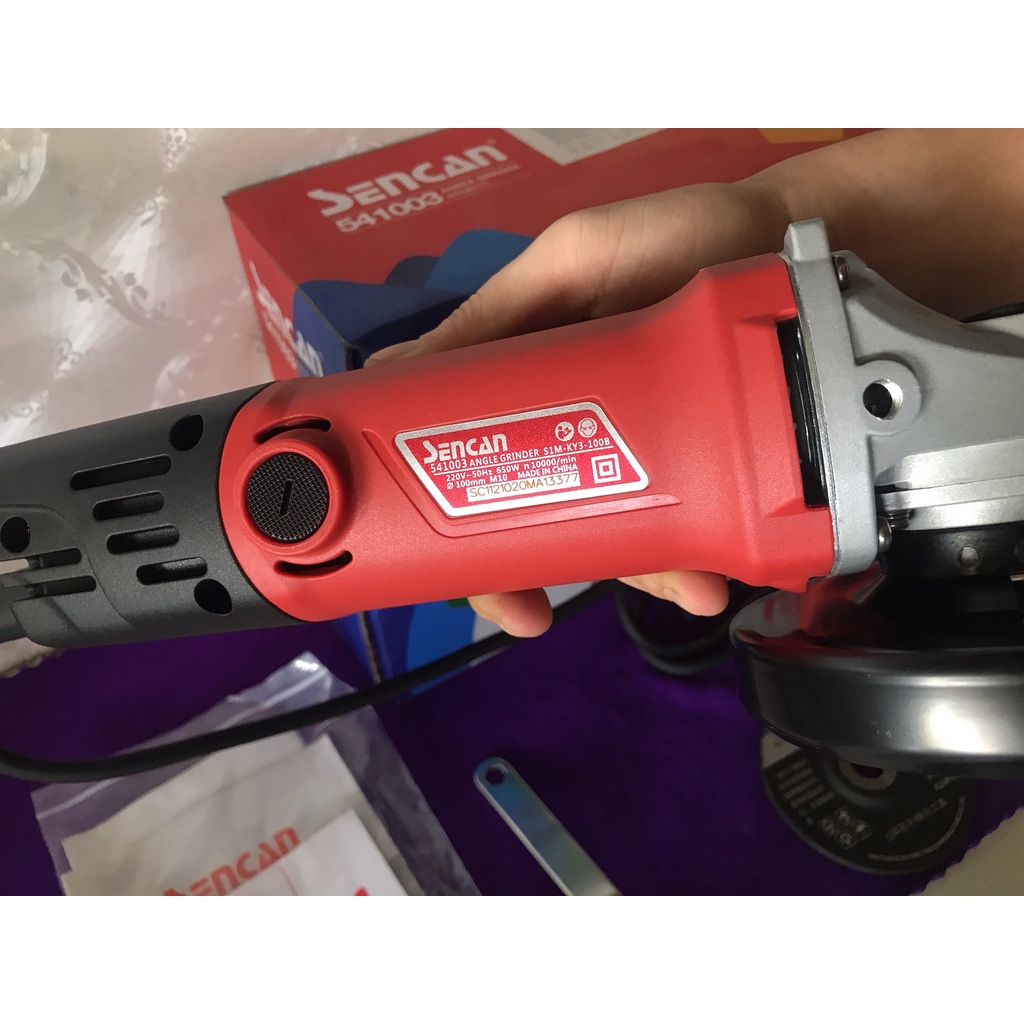 [CHÍNH HÃNG] Máy mài góc Sencan | Máy cắt cầm tay 541003 650W- Công tắc đuôi(Lõi đồng 100%, tặng kèm đá mài hãng)