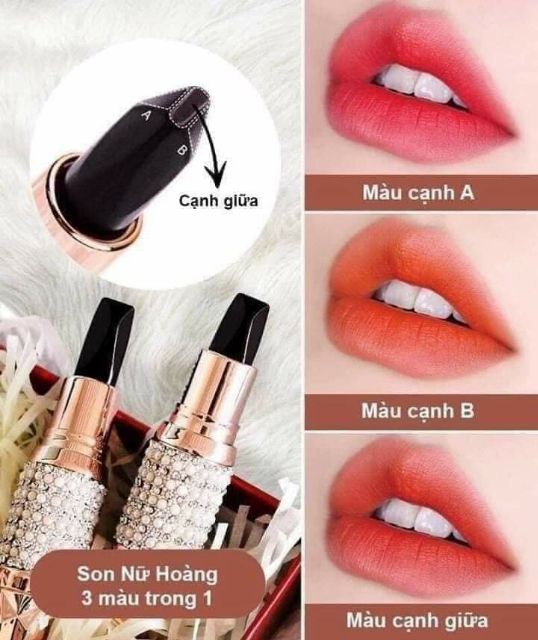 [ Son Nội Địa ] Son 3 Màu 💕 1 Cây Son 3 Cạnh 3 Màu Khác Nhau | BigBuy360 - bigbuy360.vn