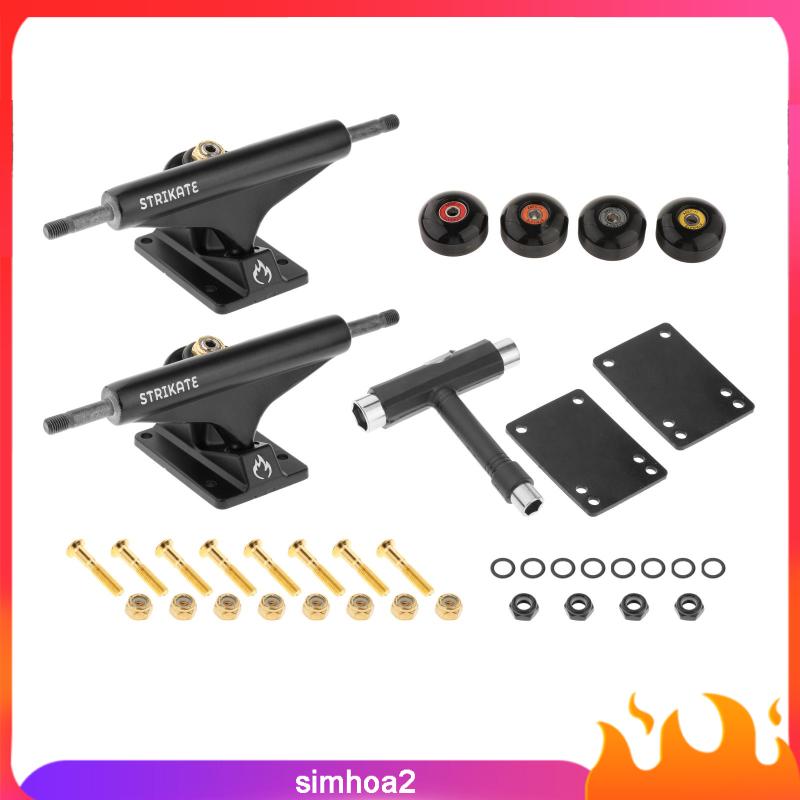 [SIMHOA2]Skateboard TRUCKS 52mm Wheels and Bearings with Pads