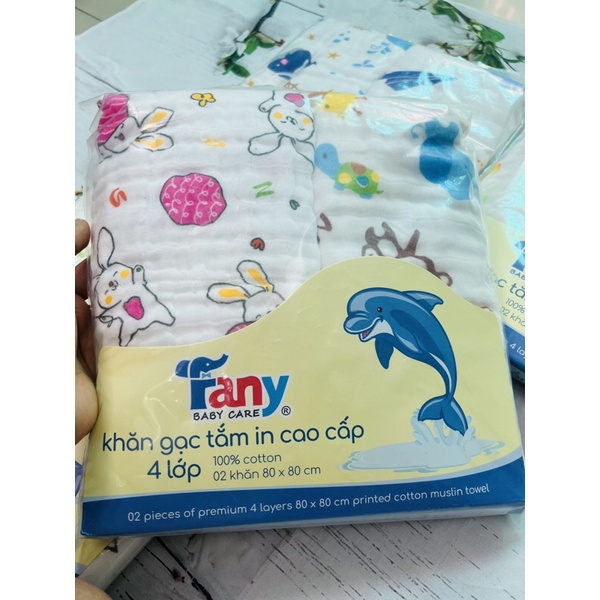Khăn tắm cặp hoa Fany 4 lớp xô nhăn thấm hút tốt
