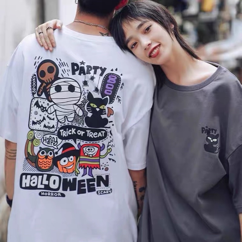 Áo thun tay lỡ nam nữ, áo phông unisex chất cotton in hình HALO