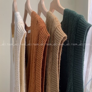 Áo gile len đan trơn cổ V Yoonilook