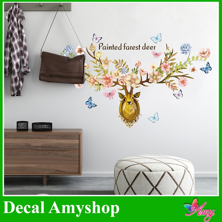 Tranh decal dán tường 3D dán phòng khách AmyShop DKN094
