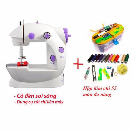 FREESHIP HÀNG MỚI Máy may gia đình mini SM-202A tặng kèm hộp kim chi đa năng 55 món HÀNG NEW