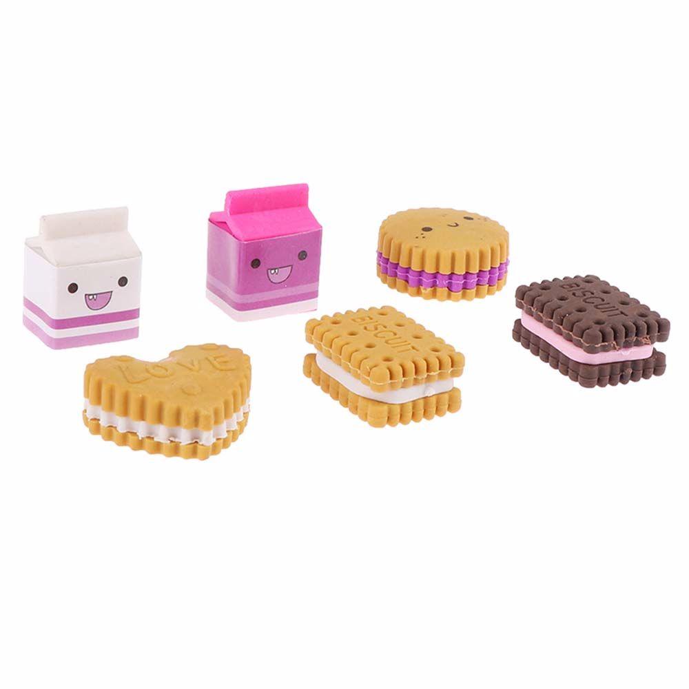 AUGUSTINE Set 6 Cục Tẩy Hình Bánh Quy Hoạt Hình Đáng Yêu