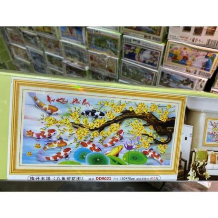 Tranh đính đá Mai khai phú quý  dream valley 1m5*70- D9021( chưa đính)