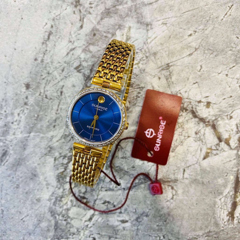 Đồng hồ Sunrise nữ chính hãng Nhật Bản L9967AA.G.X - kính saphire chống trầy - Đá Sw