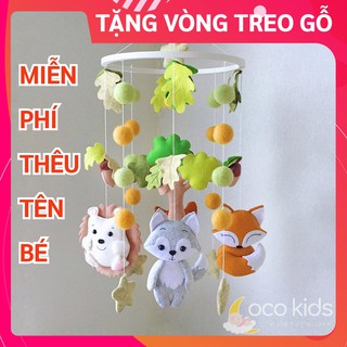 [MIỄN PHÍ THÊU TÊN BÉ] Đồ chơi treo nôi cũi cho bé kích thích thị giác Coco Kids, tự xoay và phát nhạc mẫu RỪNG XANH 7