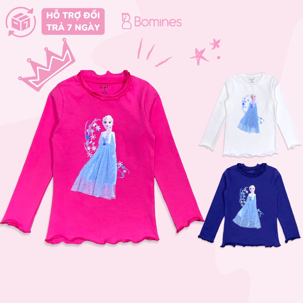 Áo Bé Gái Elsa Bomines, Áo Giữ Nhiệt Tay Dài Elsa Cho Bé Gái Từ 3 Tuổi Đến 10 Tuổi Khoảng 12kg Đến 30kg
