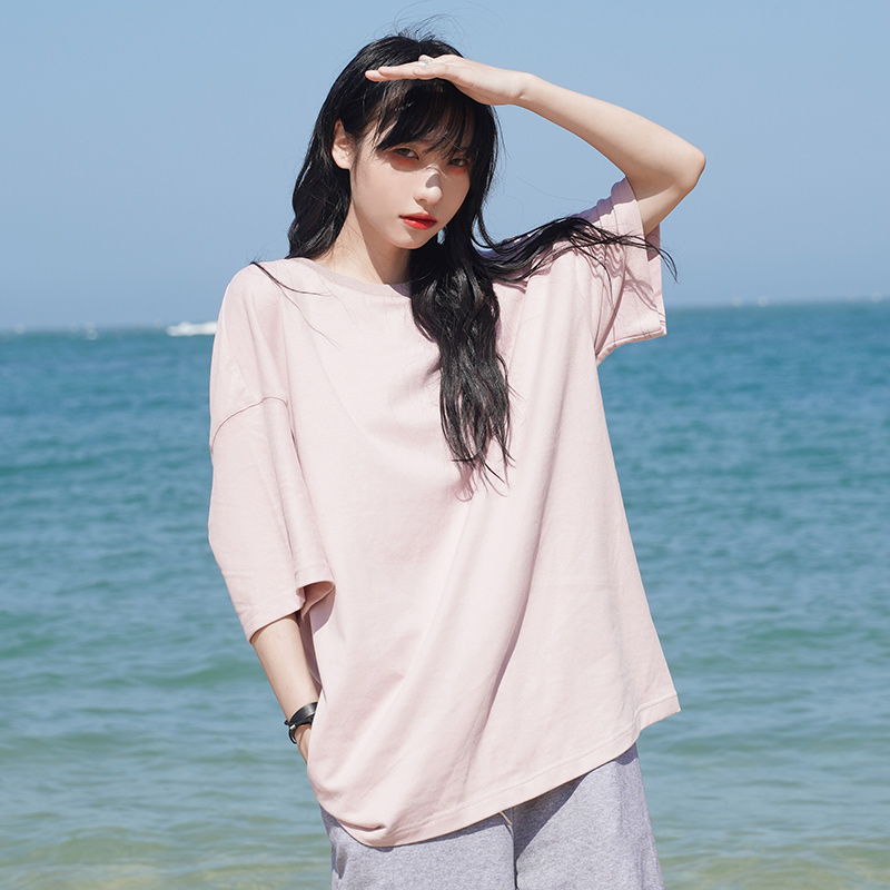 Áo Thun Tay Ngắn Màu Trơn Phong Cách Hàn Quốc