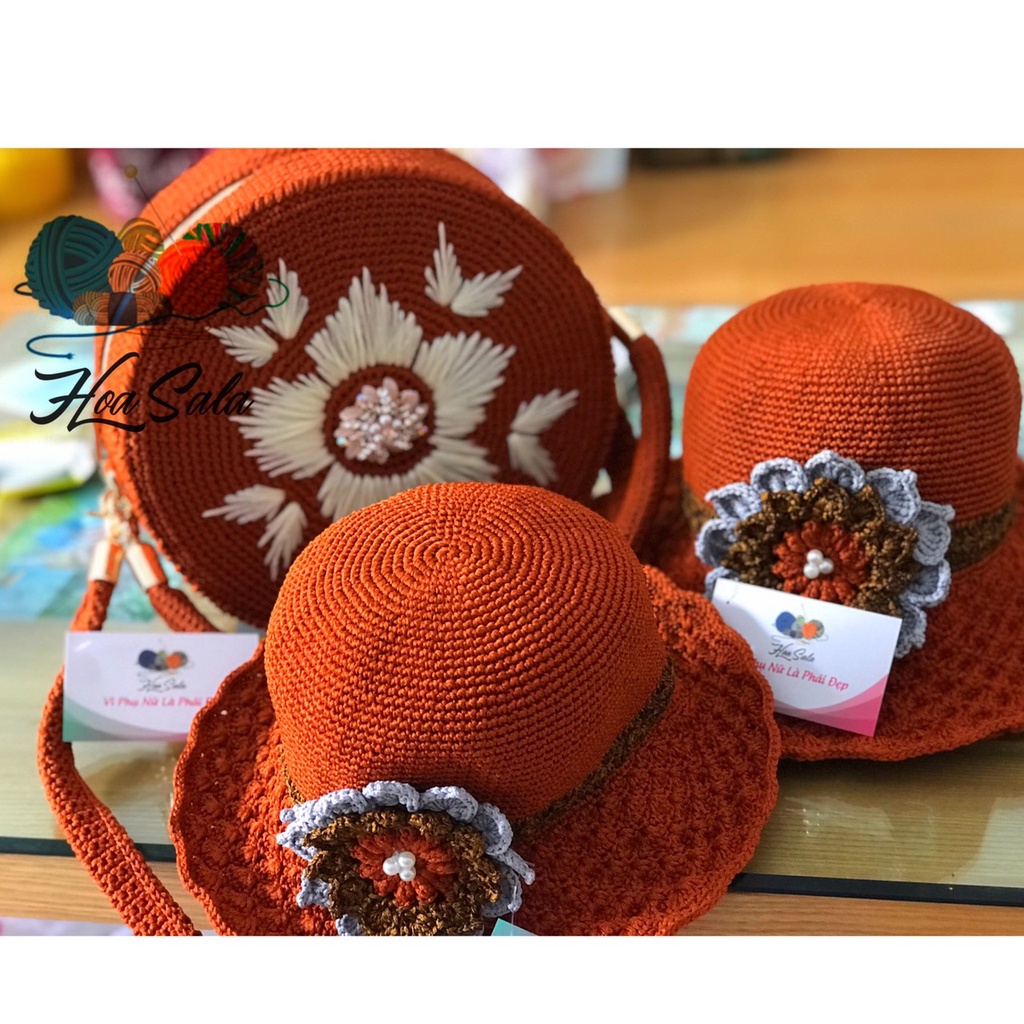 ⚡GIÁ SỐC⚡ Set nón và túi xách handmade thời trang siêu xinh-Nón vành rộng