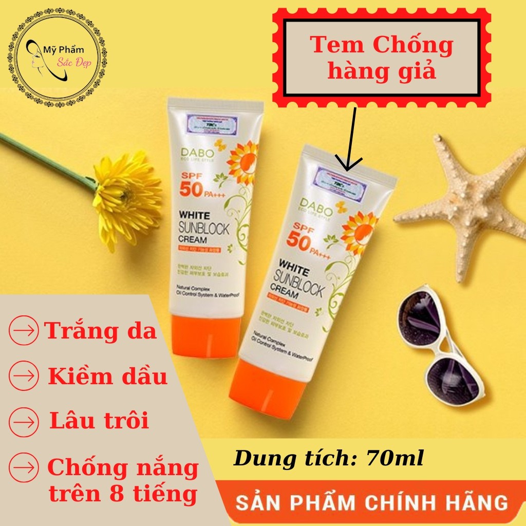 Kem chống nắng ☀️ Chính hãng ☀️ Kem chống nắng DABO White Sunblock Trắng da kiềm dầu lâu trôi chống nắng trên 8 tiếng | BigBuy360 - bigbuy360.vn