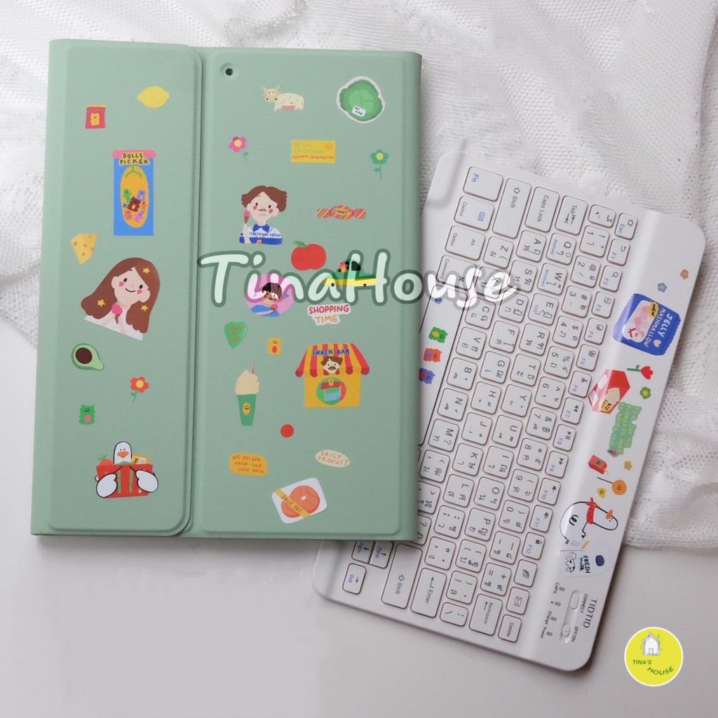 Case iPad lót nhung + bàn phím dành cho ALL IPad 🎁 Tặng kèm sticker đáng yêu