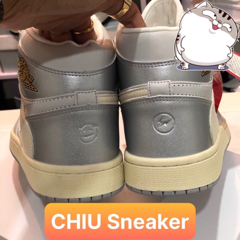 [ CHIU Sneaker ] Giày Sneaker bóng rổ Jordan cổ cao bạc travits phiên bản cao cấp da thật