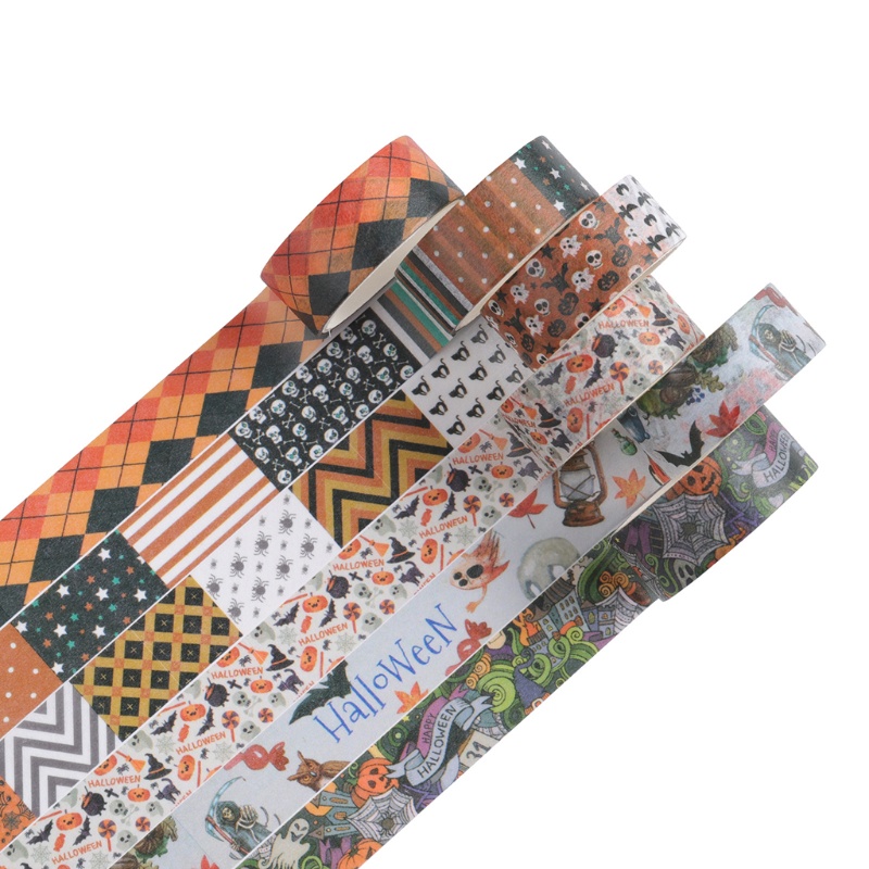 Set 24 Cuộn Băng Dính Washi Họa Tiết Halloween Trang Trí Thủ Công Đa Ứng Dụng