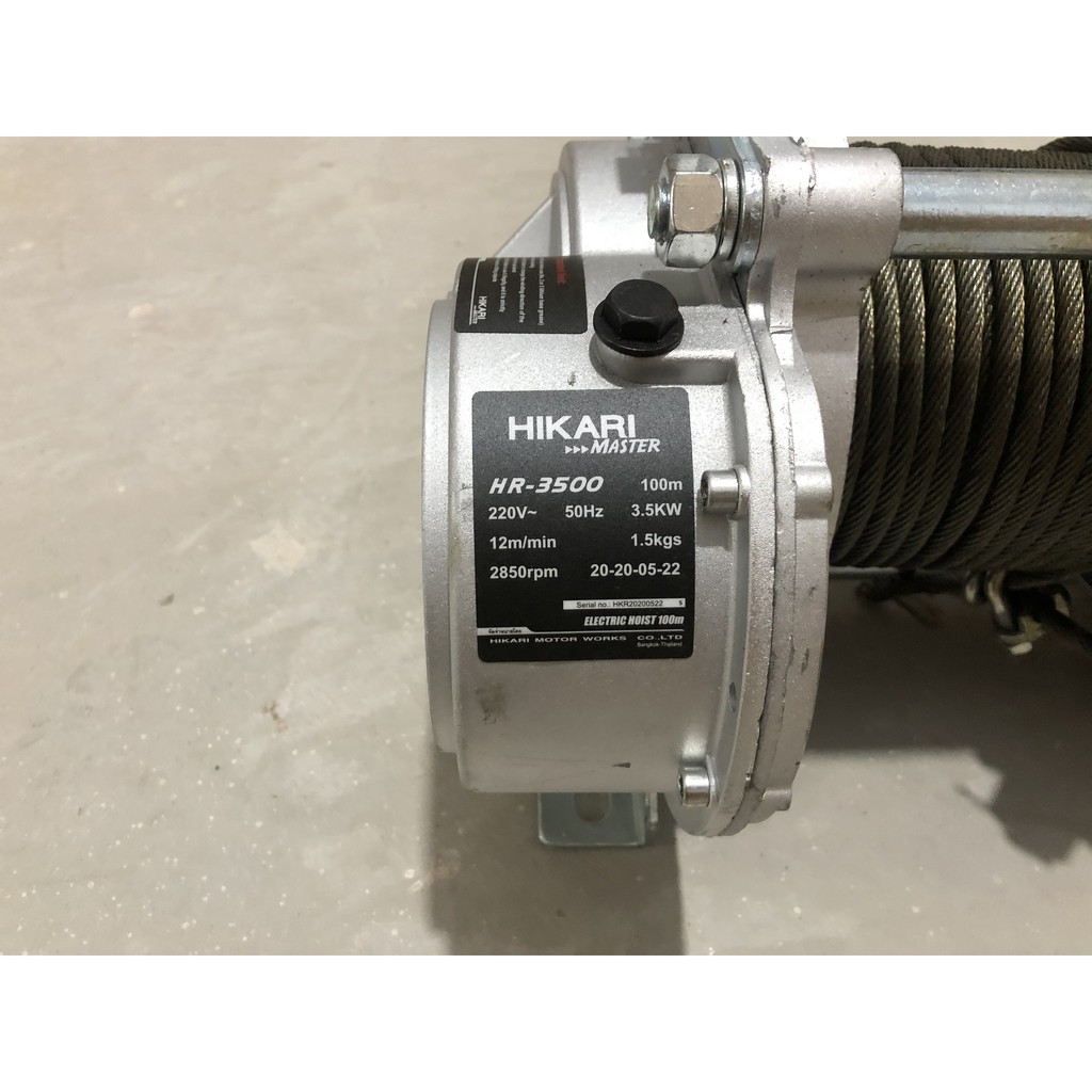 Tời điện HiKari HR 3500, 3,5 KW, 220v, Madein Thái lan   màu xanh trắng, đặt trên cao hoặc mặt đất.
