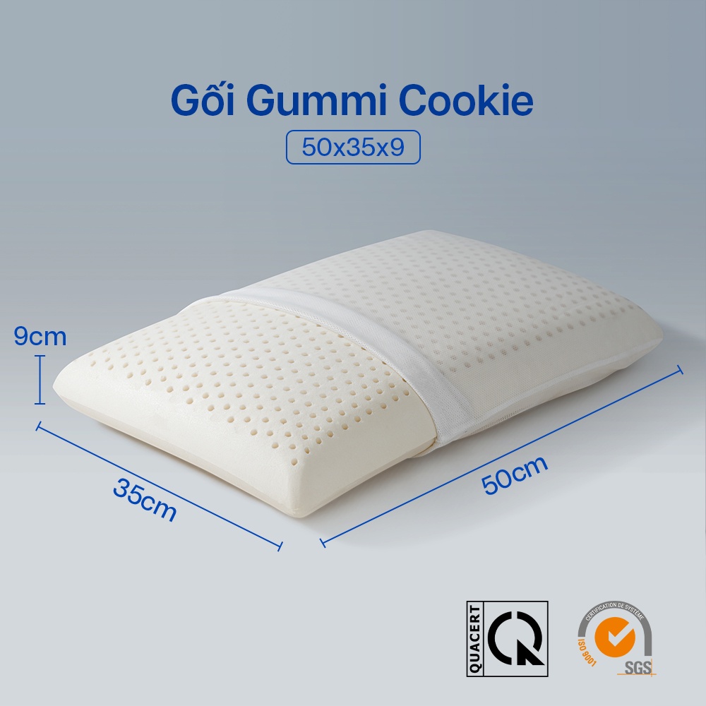 Combo 2 gối cao su thiên nhiên Gummi Cookie 50x35x9cm nâng đỡ vai gáy phân phối Vua Nệm.