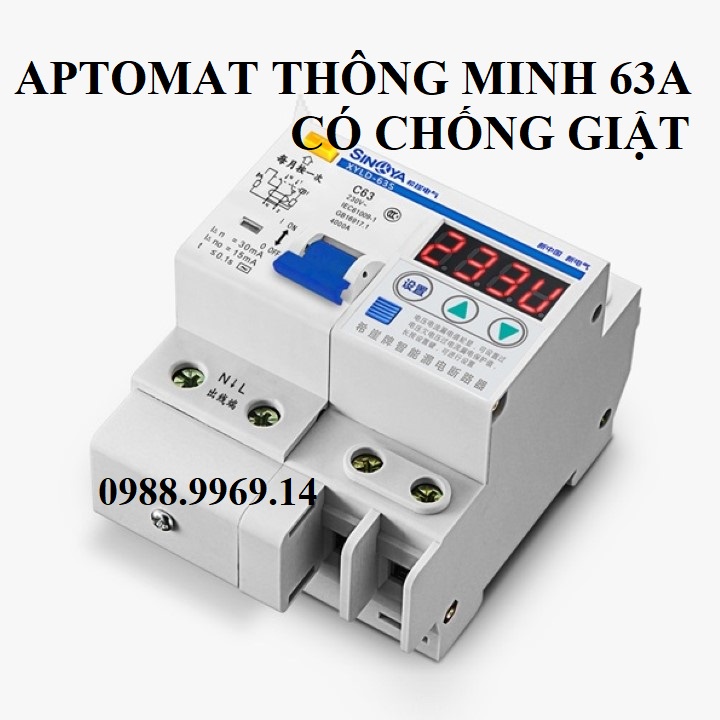 Aptomat thông minh- Ngắt điện theo giá vị VÔN và AMPE cài đặt 63A