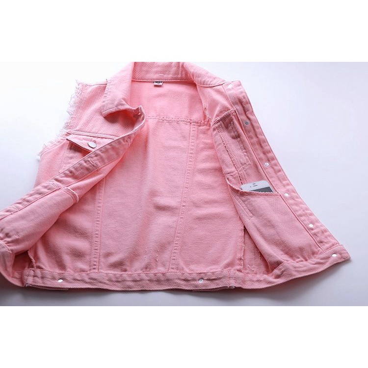 Áo Khoác denim Sát Nách Dáng Ngắn Ôm Sát Màu Sắc Thời Trang Xuân Hè 2021 Cho Nữ