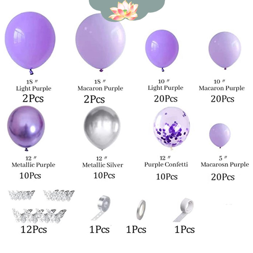 Set 109 Bong Bóng Hình Bướm Màu Tím Có Thể Tái Sử Dụng Dùng Trang Trí Tiệc Sinh Nhật Tkc3356