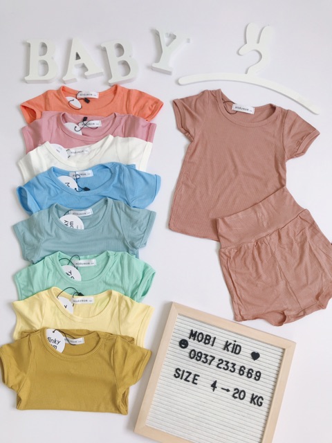 MINKY MOM chuẩn hãng🧸Bộ minky chip thun tăm tay cộc trơn ( có 2 link màu)