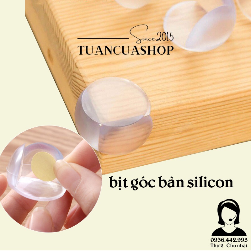 Bịt góc bàn silicon - miếng bịt góc bàn silicon tròn, bọc cạnh bàn kính